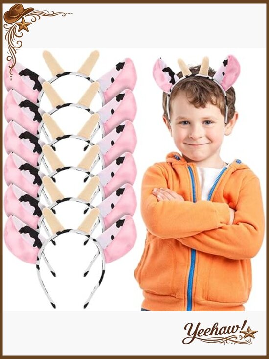 12 Pcs Animal Headbands Cow Ear Headband Cute Stuffed Animal Headwear for Party main image 6